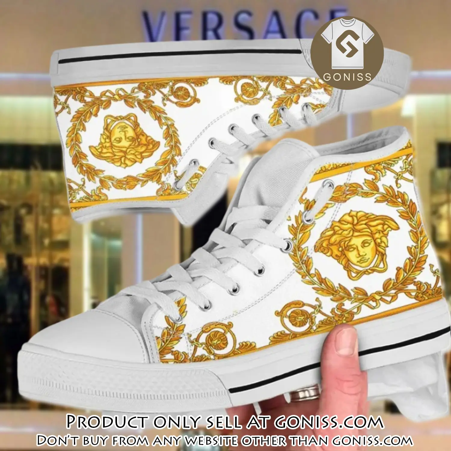Versace medusa gold white premium high top canvas shoes luxury brand gifts for men women gn5744831